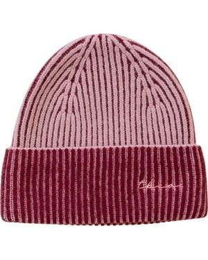 TBCo Cashmere & Merino Ribbed Two-Tone Beanie - Red
