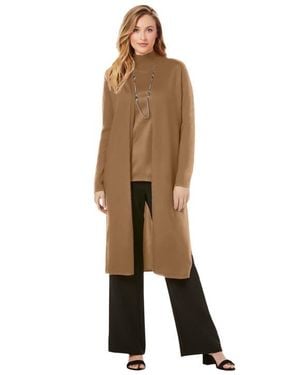 Jessica London Carefree Cashmere Duster Sweater - Natural