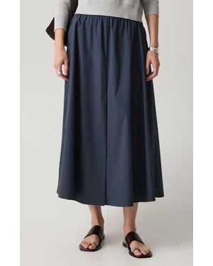 Theory Cotton Blend A-Line Midi Skirt - Blue