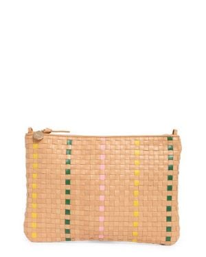 Clare V. Woven Leather Flat Clutch - Multicolor
