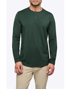 Cuts Ao Curved Hem Long Sleeve Henley - Green