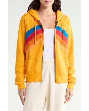 Aviator Nation Mountain Stitch Chevron Zip Hoodie - Orange