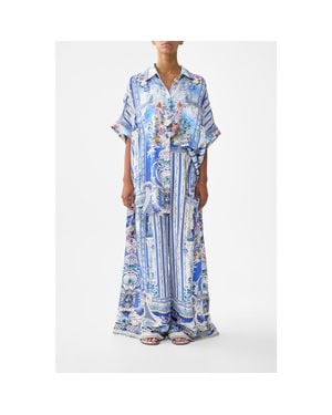 CAMILLA Wide Leg Trouser With Front Pockets - Blue