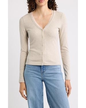 FRAME The Rib Trim Cardigan - White