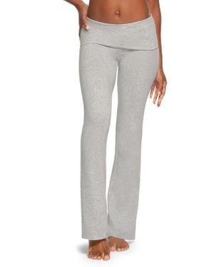 Skims Cotton-Blend Fold-Over Pants - Gray