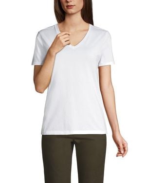 Lands' End Relaxed Supima Cotton V-Neck T-Shirt - White