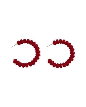 MacRae & Co Bauble Beaded Hoop Earrings - Red