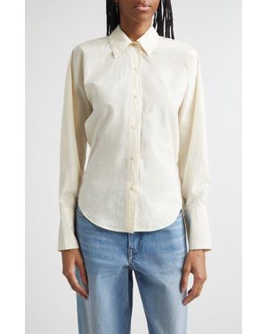 OSSOU Ridge Crinkled Cotton Poplin Button-Up Shirt - White
