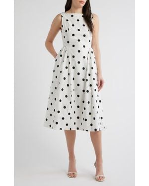 Sam Edelman Polka Dot Sleeveless Stretch Cotton Dress - White