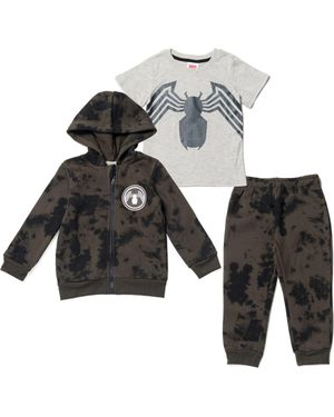 Marvel Avengers Spider- Hoodie Tee And Sweatpants Set - Black