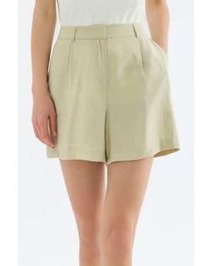 Monlicia Velina High-Waist Single Pleat Tailored Mini Shorts - Green