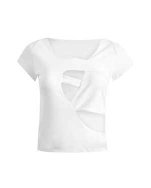Jendue Assymetric Cut Out Tshirt Optic - White