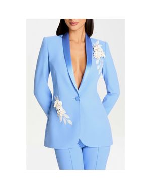 Nadine Merabi Allegra Floral Appliqué Blazer - Blue