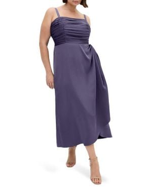 City Chic Ania Gathered Evening Dress - Purple