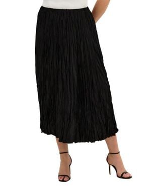 City Chic Imogen Pleated Crinkle Midi Skirt - Black