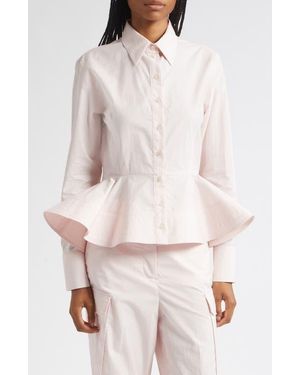 Stella McCartney Cotton Blend Peplum Button-Up Shirt - Pink