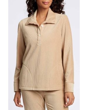 Foxcroft Sammy Corduroy Polo Sweater - Natural