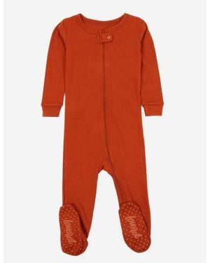 Leveret Cotton Footed Pajamas, Solids, Stripes & Tie Dye - Orange