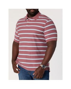 Harbor Bay by DXL Big & Tall Multi-Stripe Polo Shirt V2 - Red