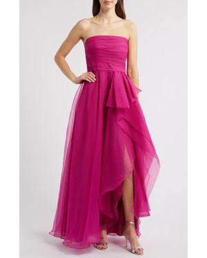 THEIA Teresa Draped Strapless Gown - Pink