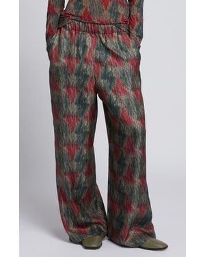 MM by Max Mara Lipiovra Abstract Print Silk Pants - Gray
