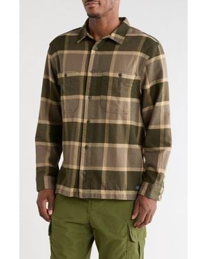 Vans Larkspur Plaid Organic Cotton Flannel Button-Up Shirt - Green