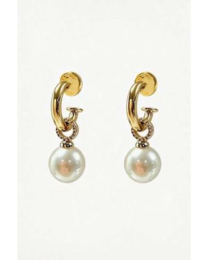 Classicharms Sia Shell Pearl Drop Hoop Earrings - Metallic