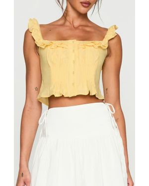 Princess Polly Isadoria Ruffle Trim Cotton & Linen Tank - Metallic