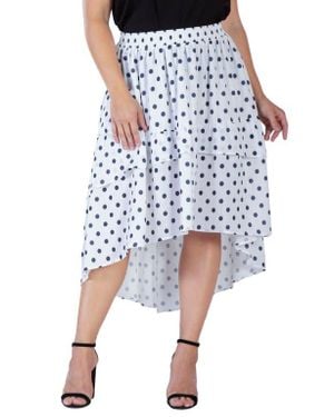 Standards & Practices Polka Dot Tiered High-Low Skirt - Blue