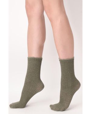 Oroblu Metallic Crew Socks - Natural