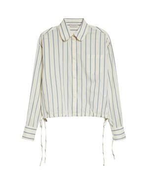 Moncler Stripe Cotton & Silk Snap-Up Shirt - White