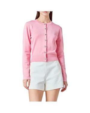 Endless Rose Heart Button Cotton Cardigan - Red