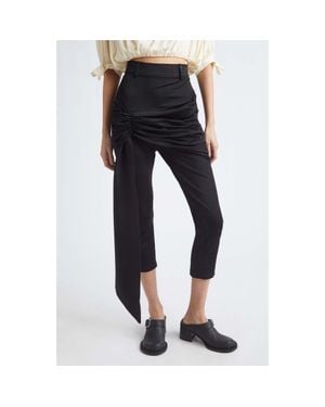 Rabanne High Waist Drape Front Stretch Capri Pants - Black