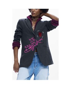 Desigual Hooded Blazer - Blue