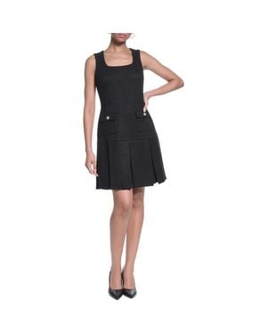 KARL LAGERFELD Textured Stretch A-Line Dress - Black