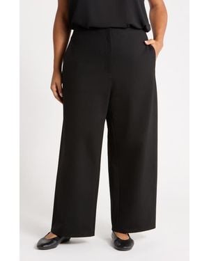 Eileen Fisher Roomy Wide Leg Ankle Pants - Black