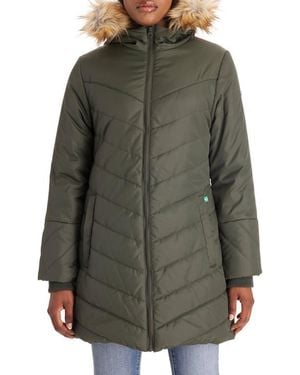 Modern Eternity Maternity Modern Eternity Faux Fur Trim Convertible Puffer 3-In-1 Maternity Jacket - Green