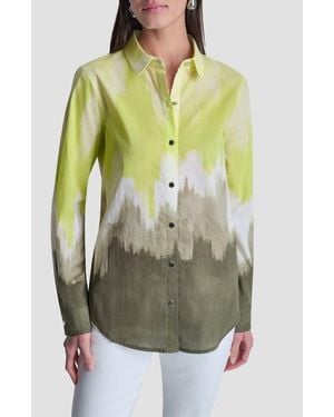 DKNY Ombré Cotton Voile Button-Up Shirt - Green