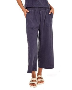Threads For Thought Alva Mineral Wash Pull-On Wide Leg Capri Pants - Blue