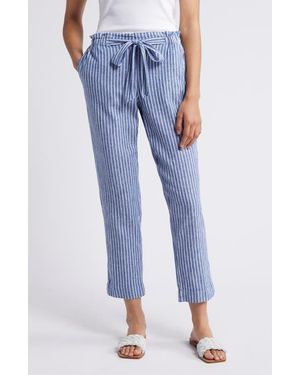 Beach Lunch Lounge Giavanna Stripe Tapered Linen & Cotton Pants - Blue