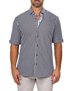 Maceoo Galileo Marthy Short Sleeve Button-Up Shirt - Blue