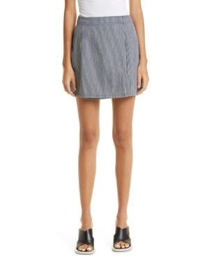 ATM Ticking Stripe Wrap Miniskirt - Blue