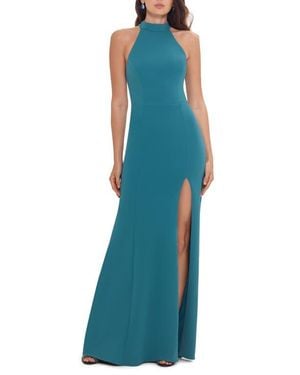 Xscape Evenings Xscape Halter Neck Open Back Gown - Blue