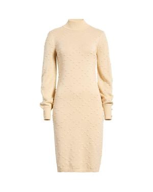 Anne Klein Bobble Diamond Stitch Long Sleeve Sweater Dress - Natural