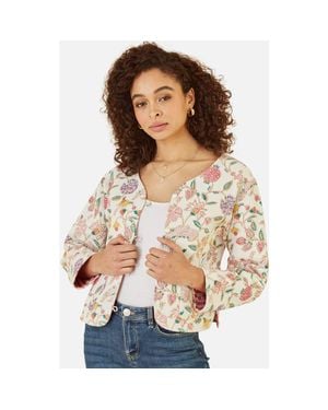 Yumi' Reversible Floral Quilted Jacket - Brown