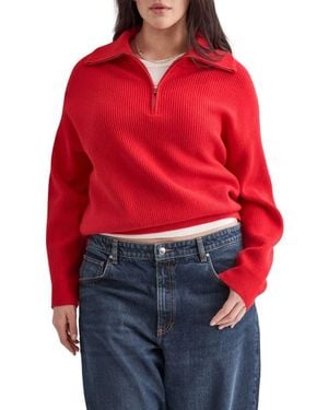 Mango Half Zip Sweater - Red
