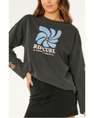 Rip Curl Pacific Coast Heritage Relaxed Graphic Long Sleeve T-Shirt - Gray