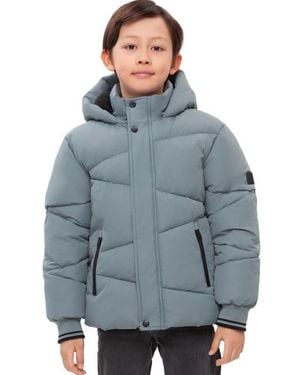 Rokka&Rolla Kids' Cozy Grid Puffer Jacket - Blue