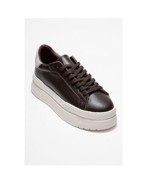 Forever & Always Shoes Anabel Leather Platform Sneakers - Black