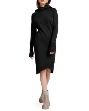 MARCELLA Hooded Sweatshirt Tulip Dress - Black